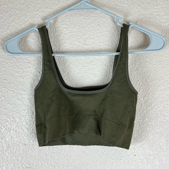 By Anthropologie Cropped Knit Tank Green Small Medium - Picture 3 of 7